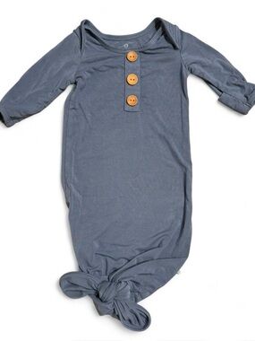 Caden Lane Newborn Bamboo Knot Gown Blue Button Baby Pajamas Sleep Sack